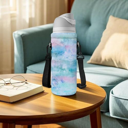 RICHEN Neoprene Water Bottle Carrier Bag with Adjustable Shoulder Strap,Insulated Water Bottle Cover for Stainless Steel/Glass/Plastic Bottles - color: BC-58, size: 750ml