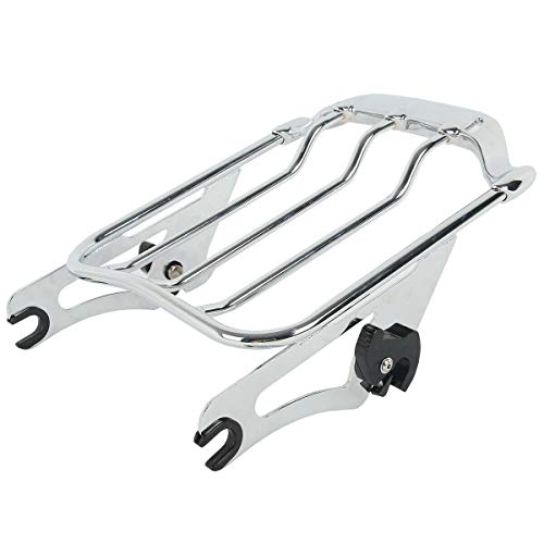 XFMT Motorcycle Chrome Detachable Two-Up Luggage Rack for Air Wing Harley Touring Road King Street Glide Road Glide Electra Glide 2009-Later - color: For Air-wing Luggage Rack-Chrome