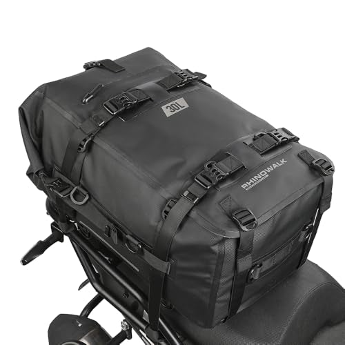 Rhinowalk Motorcycle Tail Bag Motorbike Side Bag 30L Full Waterproof Motor Saddle Pannier Bag Rear Rack Trunk Professional Motor Accessories-Black - color: Black, size: 30L