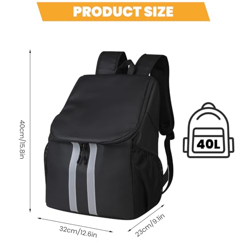 Motorcycle Backpack with Side Pockets,Waterproof Helmet Backpack,Reflective Large Capacity for Men & Women Commuting - color: Aterrimus