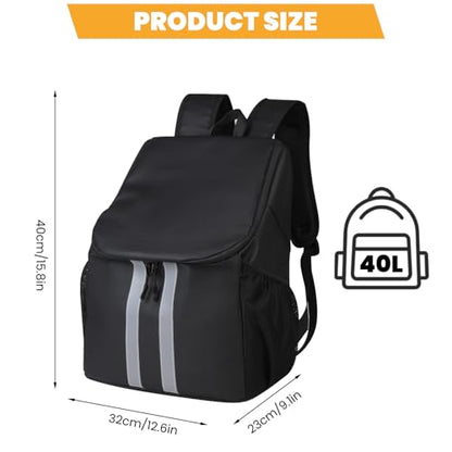 Motorcycle Backpack with Side Pockets,Waterproof Helmet Backpack,Reflective Large Capacity for Men & Women Commuting - color: Aterrimus