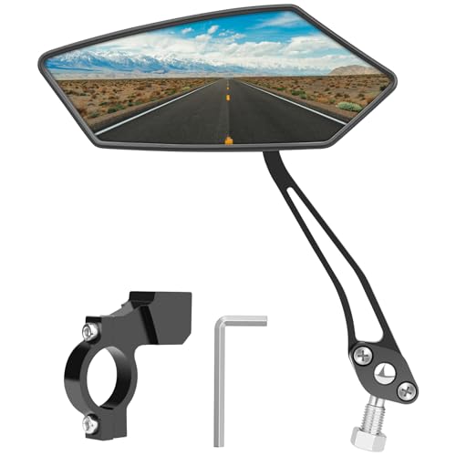 Diyife Bike Mirror, HD Wide Angle Large Handlebar Rearview Mirror, Blast-Resistant 360°Adjustable Bicycle Rear View Mirror Accessories for Mountain Road Bike Moto (Left) - size: 1 PCS Left-Black