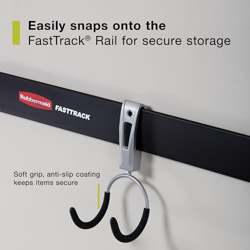 Rubbermaid FastTrack Compact Hook for Garage Organization, Soft Grip, Ideal For Cords/Ropes/Small Hoses/Camping Chairs - size: 1 Count (Pack of 1), style: Compact Hook