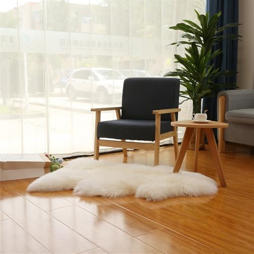 Real Genuine Sheepskin Rug Natural Fur Rug Sheep Skin Rugs Full Sheepskin Rugs Authentic Sheep Skin Throw Lambskin Seat Covers for Chairs Wool Seat Pad Cushion White (2.3X3.28 ft) - color: 2