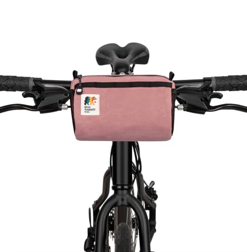 Oso Supply Co - Bike Handlebar Bag – Waxed Canvas Exterior with Quick-Access Waterproof Zipper, Side Mesh Pockets and Spacious Storage – Ideal for Cycling, Commuting and Adventure Rides (Coral) - color: Coral