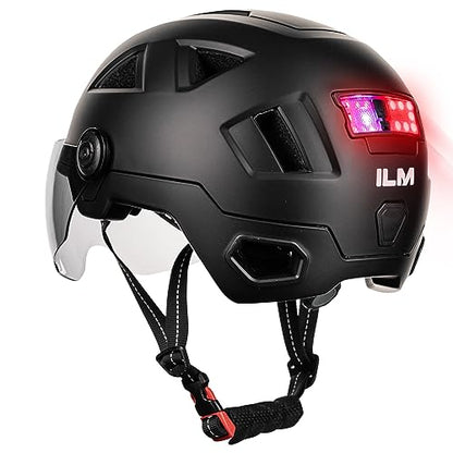 ILM Smart Adult Bike Helmet with Automatic G-Sensor Turn Signal & Brake Warning LED Light Control Road Cycling Helmet E3-12LS - color: Matte Black, size: Large-X-Large
