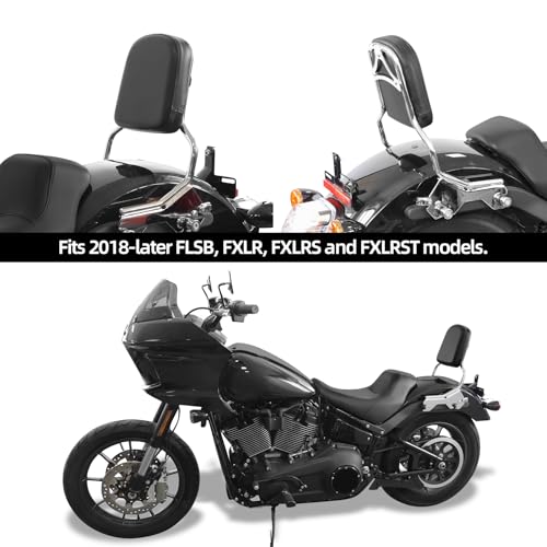 XFMT Motorcycle Detachable Standard Height Sissy Bar Upright Passenger Backrest Pad For Harley Softail Low Rider Sport Glide FXLR FXLRS and FLSB '18-Later, Chrome - color: Chrome