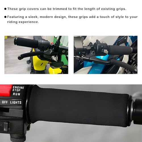 2 PCS Foam Handlebar Grips, Anti-Slip Motorcycle Bar Grip Comfortable Handle Covers, Anti-Vibration Handlebar Sleeve Universal Sponge Grips for Bicycle Motorbike Scooter