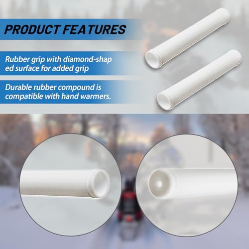 7" Snowmobile Handlebar Grips Compatible with 7/8'' Handlebars-Cat Polaris Skidoo Ultra Tacky Diamond Grip Surface is Soft and Comfortable - color: White