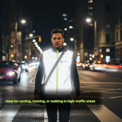 ReflecToes Reflective Bike Vest for Night Visibility – Hi Vis Running & Cycling Gilet – Lightweight, Breathable Outer Layer - size: Medium, style: Deluxe