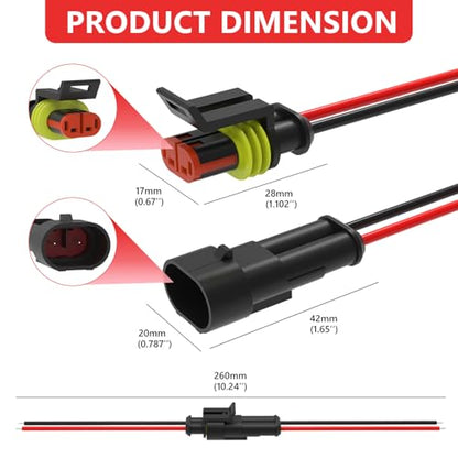 2 Pin Waterproof Electrical Wire Connectors 10 Pack Weather Pack Connectors Kit 20AWG Male and Female Automotive Wire Connectors for Car Truck Motorcycle Boat Auto Wiring - size: 2pin-10Pack