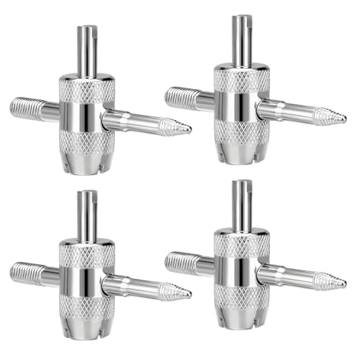 4 PCS 4-Way Tire Valve Tool, 4-in-1 Multifunctional Car Stem Core Puller Tyre Repair Tools, 4 Way Valve Core Remover Installer Repair Wrench for Cars Bicycles Motorcycles (Silver) - color: Silver, 4 PCS
