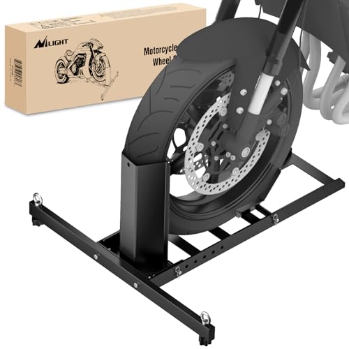 Nilight Adjustable Motorcycle Wheel Chock Stand Heavy Duty 1800lb Capacity Front Tire Stand Chocks for Trailer and Truck Fit for Most Motorcycles Tire Size 15"-22" Wheels - color: Motorcycle Front Wheel Stand 15"-22"