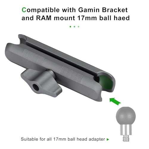 FANAUE Aluminum 17mm Ball Head Double Socket Arm Only Supports Connects of 0.67" Ball Head Adapter Compatible with RAM Mount 17mm Ball and Bike Motorcycle Phone Holder, Middle Arm Length is 3.7 Inch.