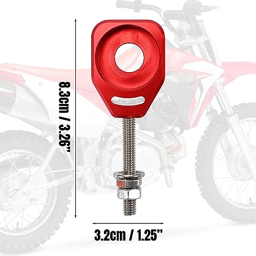 Canitu Red Rear Chain Adjusters,Motorcycle Billet Rear Axle Blocks Swingarm Spool Tensioner Tension Adjuster Accessories for Honda CRF110 2013-2024 - color: RED