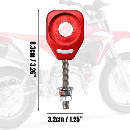 Canitu Red Rear Chain Adjusters,Motorcycle Billet Rear Axle Blocks Swingarm Spool Tensioner Tension Adjuster Accessories for Honda CRF110 2013-2024 - color: RED
