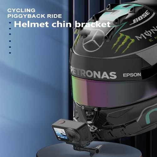 FLW418 Motorcycle Helmet Chin Mount Kits With Bracket Compatible with Gopro Hero 12,Dirt Bike Head Strap Clamp Holder, Quick Release Racing Cycling Accessories for DJI 3/4 Insta360 SJCAM Action Camera