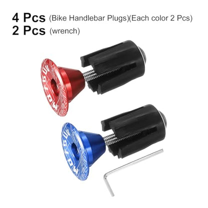 HARFINGTON 2Pair Bike Handlebar End Plugs Aluminum Bar End Caps 16-21mm Adjustment Expanding Locking with Tool for MTB Road BMX Fixed Gear Bike, Red Blue - color: Red Blue