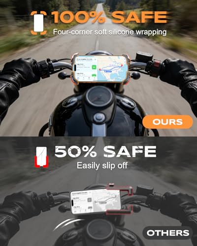 Zewdov 2026 Anti-Shake Motorcycle Phone Mount Holder with Vibration Dampener & Quick Install Clamp, Strong Grip & Anti-Drop Bike Phone Holder for Bicycle/ATV/Scooter, Fits for iPhone/Samsung 4.7-6.8" - style: With Vibration Dampener