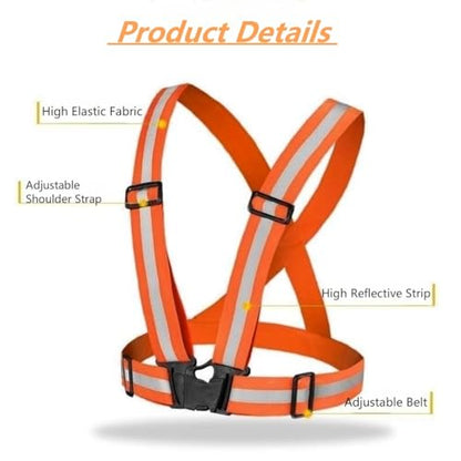 Reflective Vest, High Visibility Safety Vest Straps Reflective Gear for Night Running Walking Cycling for Men Women Kids - color: Orange
