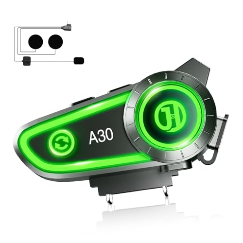 Motorcycle Bluetooth Headset with Noise Cancellatio, Helmet Bluetooth Headset Built-in Bluetooth 5.3 & Suitable for Most Helmets, Voice Assistant Hi-Fi Stereo Helmet Speakers 1200mAh Battery Life