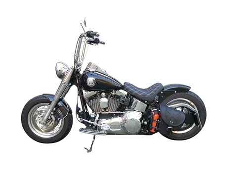 Fortuna Black Swing Arm Bag Biker Bag Hardtail Frame compatible with Harley Davidson Fatboy Left Breakout Fat Bob Side HD Special Edition Side Bag