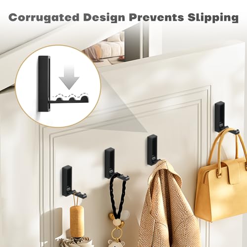 Folding Wall Hooks, 2pcs Foldable Coat Hooks, Heavy Duty Zinc Alloy No Rust Fold Up Hooks for Coat, Towel, Key, Hat, Bag, Jacket, Backpack (Matte Black) - color: Matte Black, size: 2