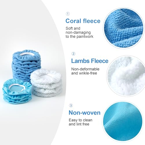S SATC 5-6 Inch Car Polishing Bonnet Pads 20 PCS Microfiber Buffing Pads Fit Orbital Buffer for Car, Glass, Waxing - size: 5-6 Inch