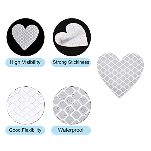 PATIKIL Reflective Stickers, 12 Pack 1.61 x 1.57 Inch Waterproof Adhesive High Visibility Night Caution Warning Heart Shape Safety Tape Reflector for Trucks Trailers Cars, Silver - color: Silver