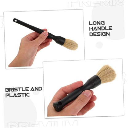 2pcs Car Detailing Brush Soft Boar Hair Interior Cleaning Tool for Vehicle Upholstery Scratch Bristles for Wheels and Versatile Auto Detail Brush Kit