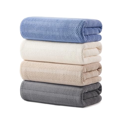 ECOLOOK 4 Pack Microfiber Bath Towels, 31 x 63 inches Extra Large Bath Towel Set, Super Soft Highly Absorbent Bath Towels Set of 4, Quick Dry Lightweight Bathroom Towels for Spa, Pool, Gym, Multicolor - color: Beige+camel+navy+dark Gray, size: 4 Pack Bath