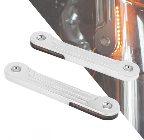Motorcycle Flush Fork Turn Signals Brackets Shock absorber LED Running Side Lamp For Harley Touring Street Glide Road King 1998-2025 (Color: Chrome) - color: Chrome