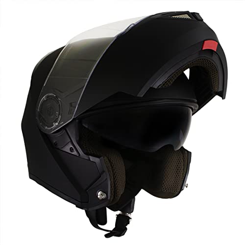 Milwaukee Helmets H7005 Flat Black MayDay Modular Full Face Wireless Motorcycle Helmet-Stream Music-Phone Calls