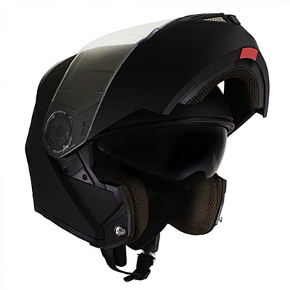 Milwaukee Helmets H7005 Flat Black MayDay Modular Full Face Wireless Motorcycle Helmet-Stream Music-Phone Calls