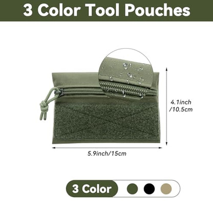 Qavctw 3 Pack Tool Pouch Zipper Bag Tactical Utility Pouches with Hook and Loop Multipurpose Storage Organizer Tool Pouches - size: M:5.91×4.13in