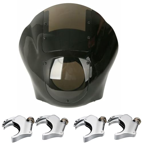 Windshield Fairings Quarter Fairings Smoke Windshield Windscreen 49mm Fork Clamp Fit for Harley Dyna FLST Sportster XL 883 1200 Black Chrome - color: Smoke Windshield + Chrome 49mm Clamps