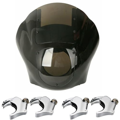 Windshield Fairings Quarter Fairings Smoke Windshield Windscreen 49mm Fork Clamp Fit for Harley Dyna FLST Sportster XL 883 1200 Black Chrome - color: Smoke Windshield + Chrome 49mm Clamps