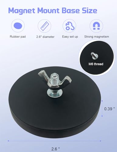 Rubber Coated Magnets - 60LBS Strong Neodymium Magnet Base Universal Magnet Base with M6 Threaded Stud for Mirror Camera, Monitor, Truck, Trailer, Van and Other Devices - 4 Set - color: Magnetic Base-4 pack