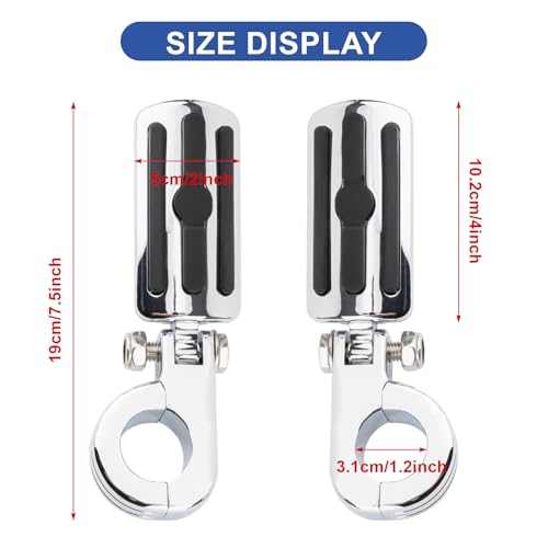 PSLER Motorcycle Highway Pegs-1.25" Motorcycle Highway Crash Bar Foot Pegs Universal for Bike With 1-1/4" Engine Guard Chrome3