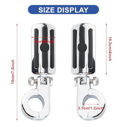 PSLER Motorcycle Highway Pegs-1.25" Motorcycle Highway Crash Bar Foot Pegs Universal for Bike With 1-1/4" Engine Guard Chrome3