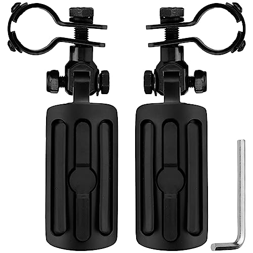 VGMOTO Motorcycle 1.25" Highway Footpegs Adjustable Foot Pegs Footrests with Clamps Mounts kit Compatible with Harley Touring Sportster Softail Road Glide Street Glide with 1 1/4 inch Engine Guard - color: Black-Style A