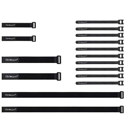 16 Pack Mixed Size Hook and Loop Reusable Fastening Cable Straps Tie by Wisdompro - Reusable, Durable Functional Ties to Keep Your Home, Office, Workspace from Tangled Messes of Cords - size: Mixed Size, 16 Pack