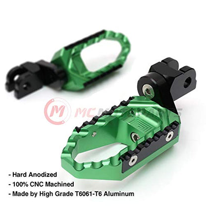 MC MOTOPARTS Green Front Wide Touring 25mm Extended Footpegs Compatible with MT-07 MT-09 Tracer 13-18 YZF R3 15-18 MT-10 - color: Green, size: 25mm Extension