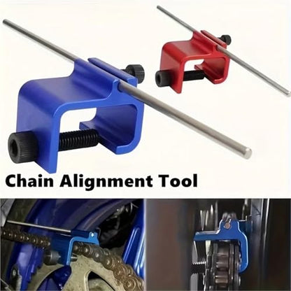 Motorcycle Chain Oiler 2sets Motorcycle Chain Alignment Tool Quick Precise Sprocket Adjustment(Blue) - color: Blue