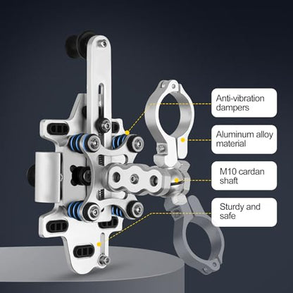 Aluminum Alloy Motorcycle Phone Mount Holder [Dual Vibration Dampener] [Metal Adjustment Arm] Motorcycle Handlebar Accessories,for 4.7-7.2 inch Samsung Apple Phone