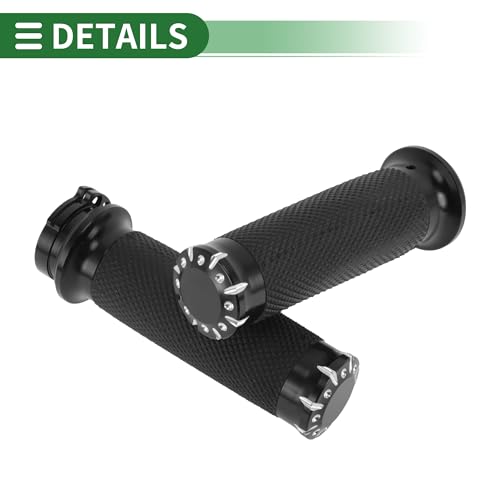 0.98"x0.98" Universal Motorcycle Hand Grips Cover Non Slip Aluminum Rubber Handlebar Grips for Motorcycle Scooter Bicycle ATV Black 1 Pair - color: Black