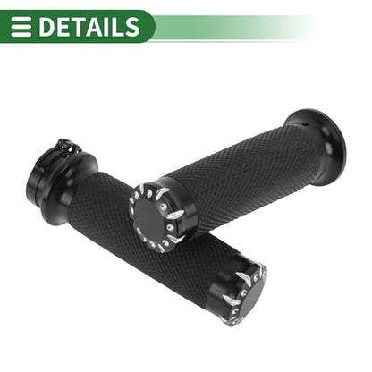 0.98"x0.98" Universal Motorcycle Hand Grips Cover Non Slip Aluminum Rubber Handlebar Grips for Motorcycle Scooter Bicycle ATV Black 1 Pair - color: Black