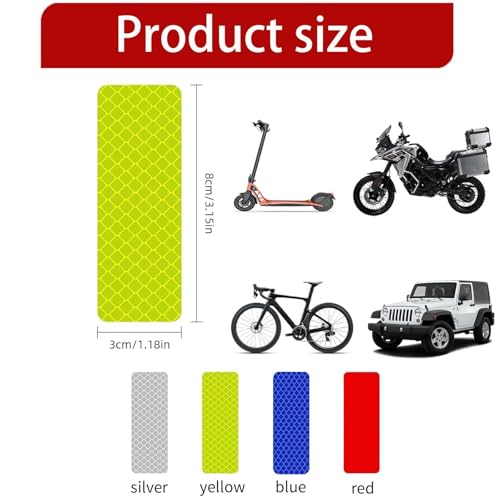 60Pcs Reflective Stickers Made of DG3, 3.15" x 1.18" Safety Reflective Tape for Car Bike Mailbox Helmet, Reflective Tape Outdoor Waterproof - Enhanced Night Safety & Wide Coverage - color: Yellow-60Pcs