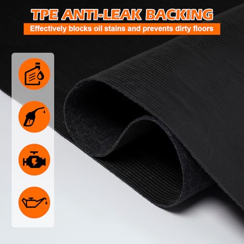 Grefinity Garage Floor Mat，7.4'x 17' Oil Spill Mat Heavy Duty Under Car Mat for Garage & Driveway, Protects Against Oil, Chemicals & Stains with TPE Anti-Leak Backing, Reusable & Washable - size: 7.4'x 17'