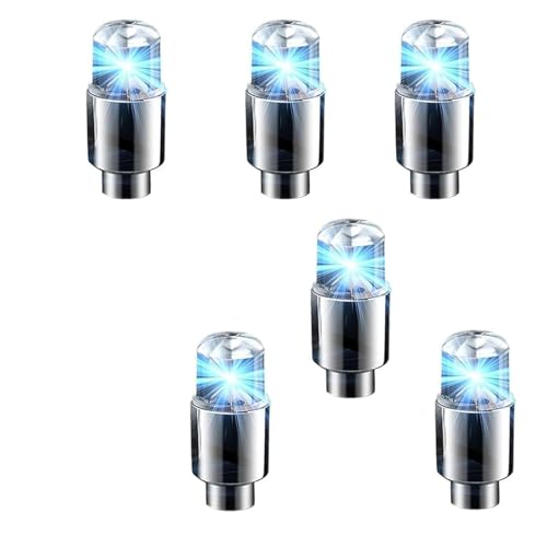 6 PCS LED Valve Stem Lights, Colorful Waterproof Car Wheel Lights, Automotive Tire Decoration Flash Lamp, for Car, SUV, Truck, Motorcycle, Bike (Blue) - color: Blue